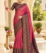 Pink color satin tissue wevon jari designer graceful ethnic fancy saree