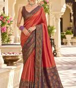 Red color satin tissue wevon jari designer graceful ethnic fancy saree