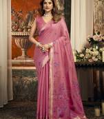 Pink color woven designer ethnic graceful partywear saree