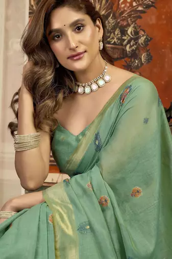 Blue color woven designer ethnic graceful partywear saree
