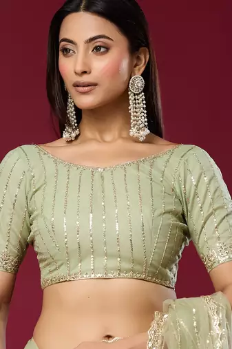 Pista color smart elegant girlie partywear net sequins embroidered saree