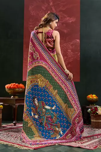 Burgundy color smart crepe silk designer printed saree for fancy girlie looks