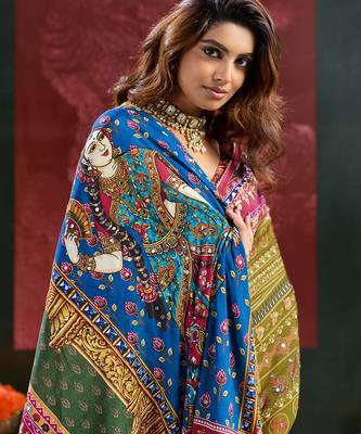 Burgundy color smart crepe silk designer printed saree for fancy girlie looks 3