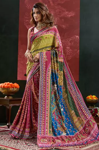 Burgundy color smart crepe silk designer printed saree for fancy girlie looks