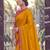 Mustard color smart woven designer silk fabric trendy beautiful saree