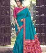 Sky blue color smart woven designer silk fabric trendy beautiful saree