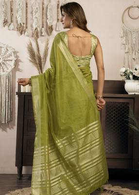 mahendi ethnic khadi cotton blend fabric woven designer traditional rich saree 3