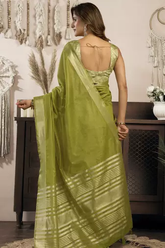 mahendi ethnic khadi cotton blend fabric woven designer traditional rich saree
