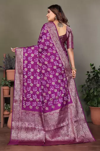 Purple color satin silk jacquard weaving designer fancy beautiful saree