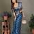 Firozi color satin silk jacquard weaving designer fancy beautiful saree