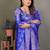 Blue color satin silk jacquard weaving designer fancy beautiful saree