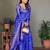 Blue color satin silk jacquard weaving designer fancy beautiful saree