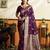 Wine color beautiful woven jacquard designer soft silk partywear saree