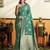 Sea green color beautiful woven jacquard designer soft silk partywear saree