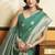 Sea green color beautiful woven jacquard designer soft silk partywear saree