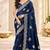Blue color satin tissue fabric woven jacquard designer rich ceremonial saree
