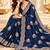 Blue color satin tissue fabric woven jacquard designer rich ceremonial saree