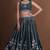 GREEN  GEORGETTE PARTY WEAR EMBROIDERY SEMI STITCHED LEHENGA CHOLI 