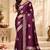 Wine color satin tissue fabric woven jacquard designer rich ceremonial saree