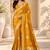 Yellow color satin tissue fabric woven jacquard designer rich ceremonial saree