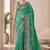 Rama color beautiful designer partywear satin fabric saree