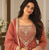 light brown color thread and sequence work silk blend salwar kameez