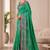 Rama color beautiful designer partywear satin fabric saree