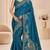Teal color beautiful designer partywear satin fabric saree