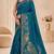 Teal color beautiful designer partywear satin fabric saree