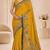 Yellow color beautiful designer partywear satin fabric saree