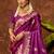 magenta silk blend ethnic woven designer graceful partywear saree