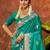 sea green silk blend ethnic woven designer graceful partywear saree