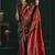 brown girlie soft silk blend fabric woven jari designer saree