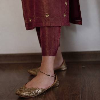 Wine tissue chanderi kurta set 4