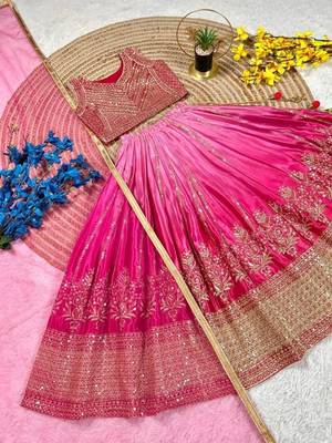 kids pink embroidered lehenga choli with dupatta 3