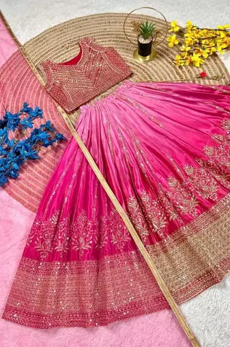 kids pink embroidered lehenga choli with dupatta