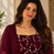 wine color thread and sequence work faux georgette salwar kameez