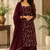 wine color thread and sequence work faux georgette salwar kameez