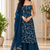teal color thread and sequence work faux georgette salwar kameez