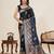 rama green color embroidery with zari work satin saree with blouse