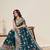 rama green color embroidery with zari work satin saree with blouse