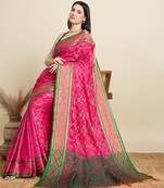 pink embroidery banarasi patola saree with blouse