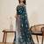 rama green color embroidery with zari work satin saree with blouse