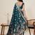 rama green color embroidery with zari work satin saree with blouse