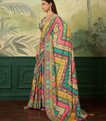 wine color digital print with mirror work crep saree with blouse