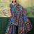blue color digital print with mirror work crep saree with blouse
