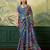 blue color digital print with mirror work crep saree with blouse