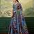 blue color digital print with mirror work crep saree with blouse