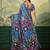 blue color digital print with mirror work crep saree with blouse