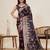 wine color embroidery with zari work satin saree with blouse